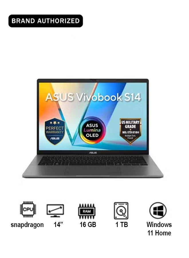 Compare Vivobook Laptop With 14Inch Display,Qualcomm Snapdragon X X126100  Processor16GB1TB PCIE G4 SSDQualcomm UMAWindows 11 Home Matte Gray at KSA Price