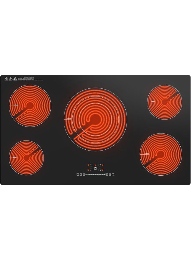 Compare Hoover 90CM 5Zone Ceramic Hob, Touch Control, 9 Power Settings, 99Min Timer, Child Lock, Automatic Safety ShutOff HEHW95CGBI black at KSA Price