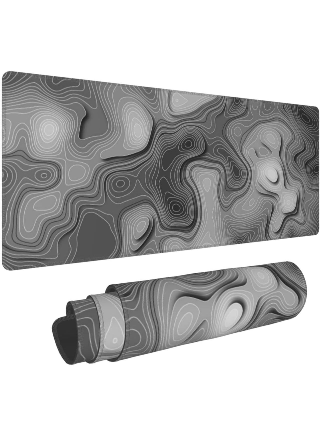 3D Topographic Map Mouse Pad Grey White Gaming…