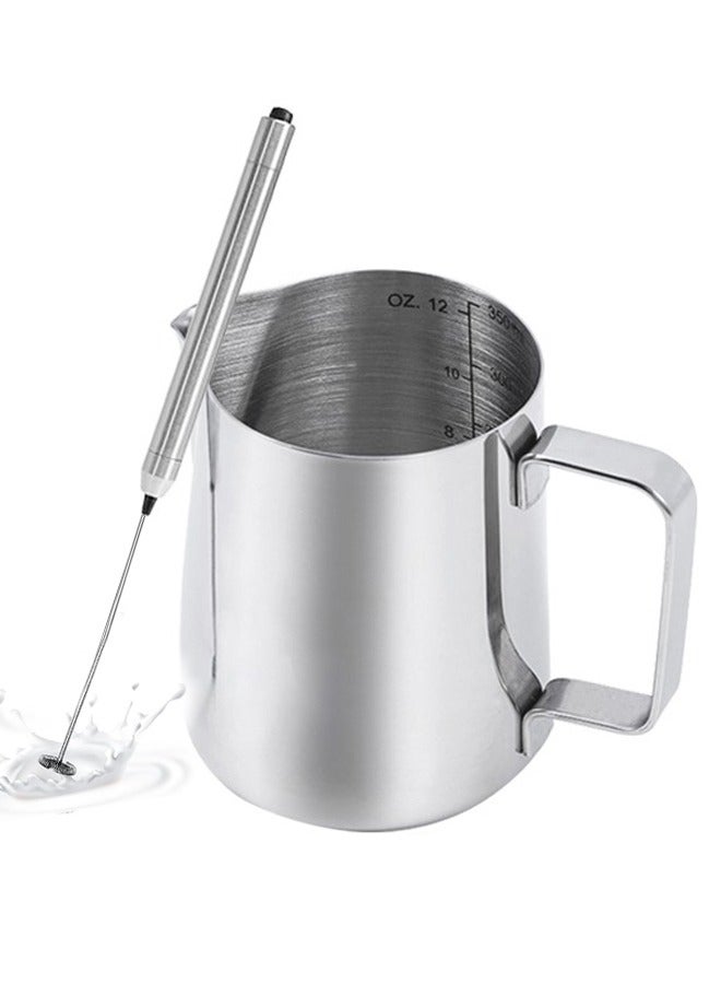 Milk Frother Handheld With a 350ml Milk Frothing…