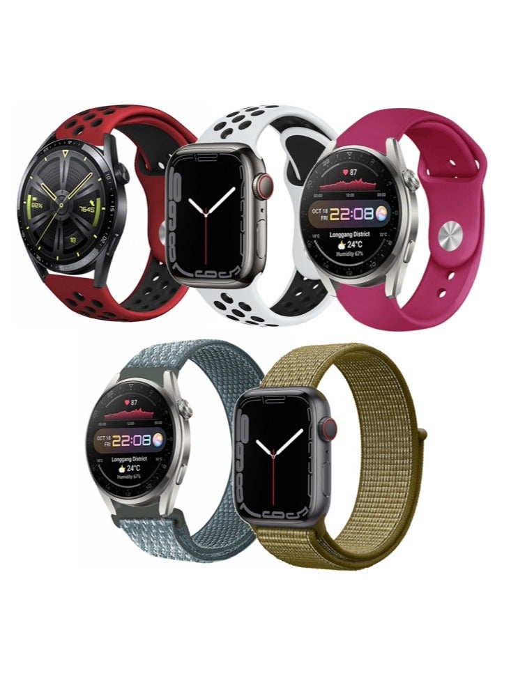 Compare 5pcs Watchband Bundle Compatible with all Samsung, Huawei, Amazfit, Fitbit and Honor with 22mm band size at KSA Price