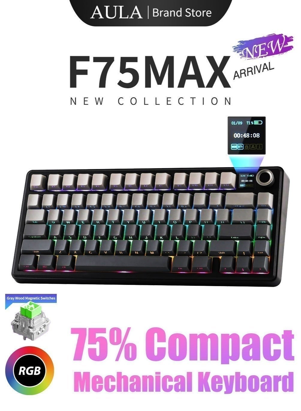 AULA F75 MAX Gaming Keyboard, 75% Hot…