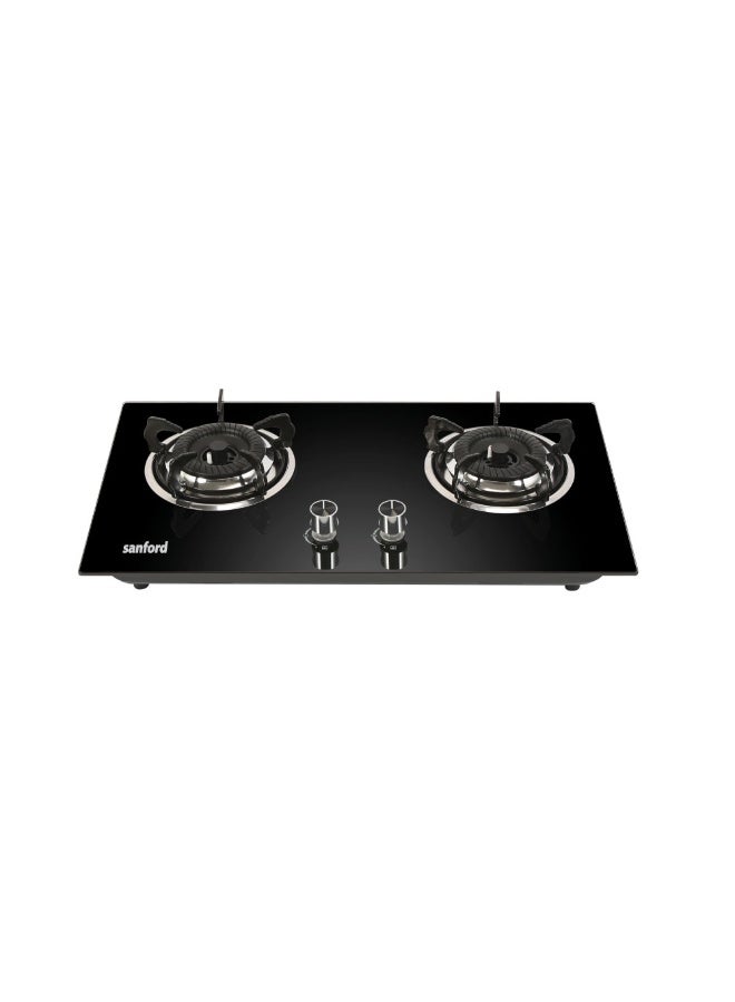 Compare 2 Burner Gas Hob with Heavy Cast Iron Burner, Low Gas Consumption, Extra HardTempered 8MM Glass, Stainless Steel Tray & Pulse Ignition SF5403GC black at KSA Price