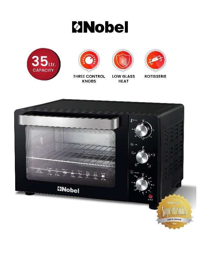 Compare 35L Oven with Adjustable Temperature Control 70250°C, 120Minute Timer, Double Glass Door, And Power 35 L 1500 W NEO40PRO Black at KSA Price