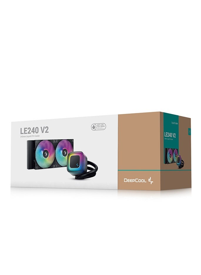 Compare LE240 V2 Liquid CPU Cooler, 240mm Aluminum Radiator, 120mm Hydro Bearing Fans, Addressable RGB LED, 410mm Tubing, 25003400 RPM Pump Speed, 4Pin PWM Connector, AntiLeak Technology, Compatible with Intel LGA 170012001151 & AMD at KSA Price