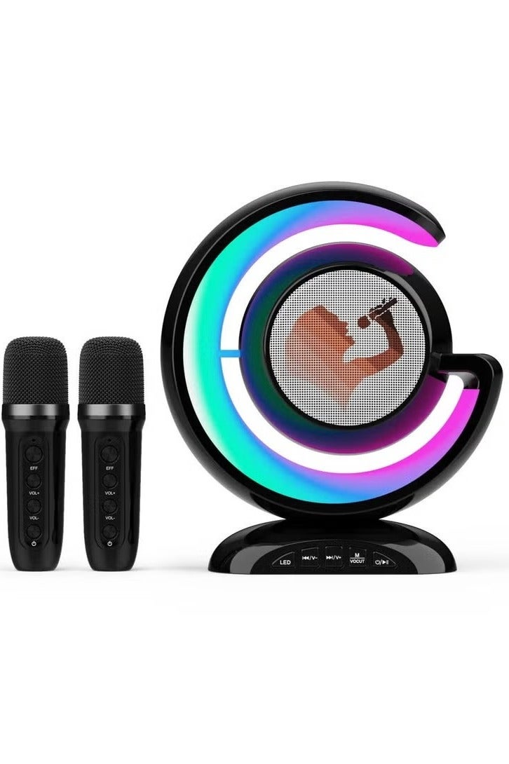 Compare Wireless Microphones Portable Bluetooth Speaker with Bass Treble Adjustment Remote Control and LED Lights Supports at KSA Price