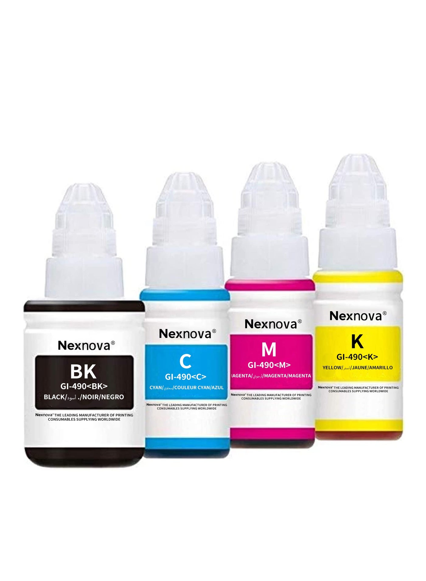 Compare ink gi 490 for Canon Set 4Pack Black Cyan Magenta Yellow Ink for GI 490 for PIXMA G3400 G2400 G1400 G4400 G1411 G2411 G3411 G4411 G4410 G3410 at KSA Price
