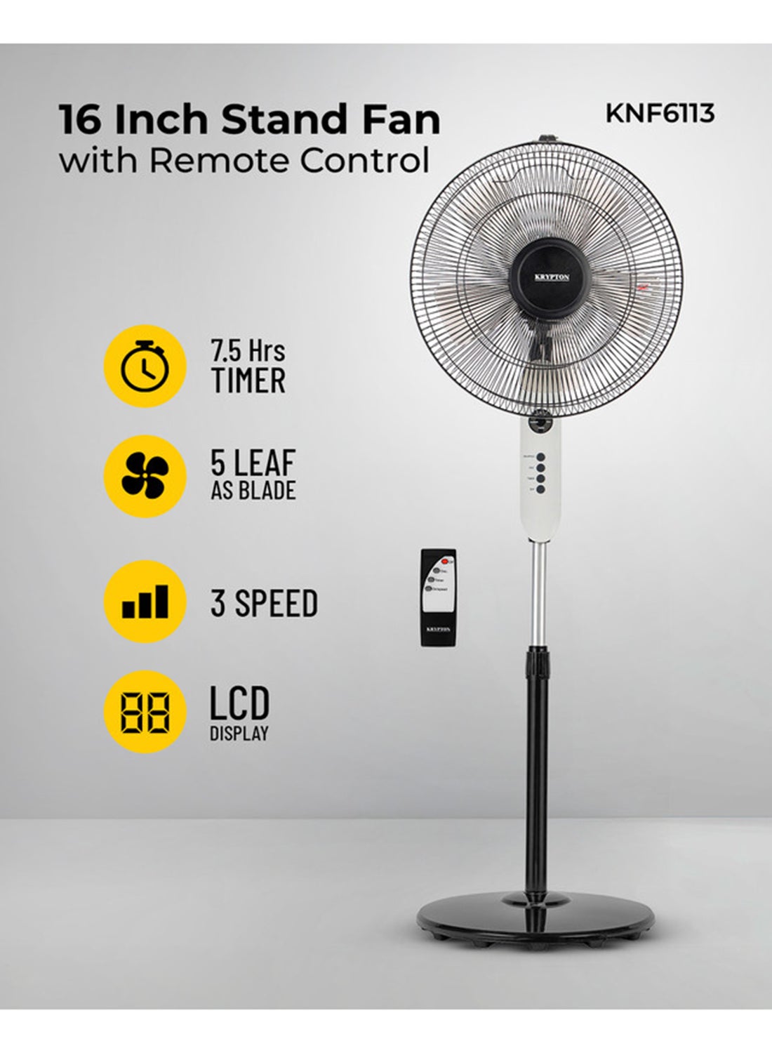 Compare Stand Fan With Remote Control KNF6113 WhiteBlack at KSA Price