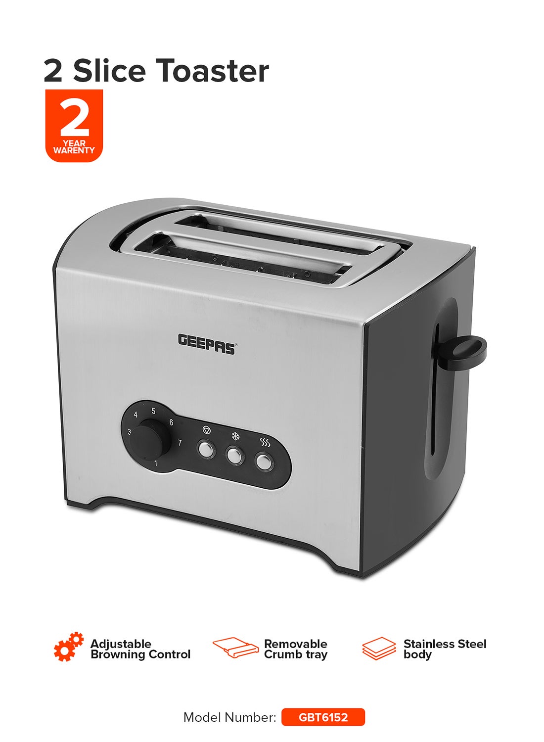 2 Slice Toaster - Stainless Steel Bread Toaster…
