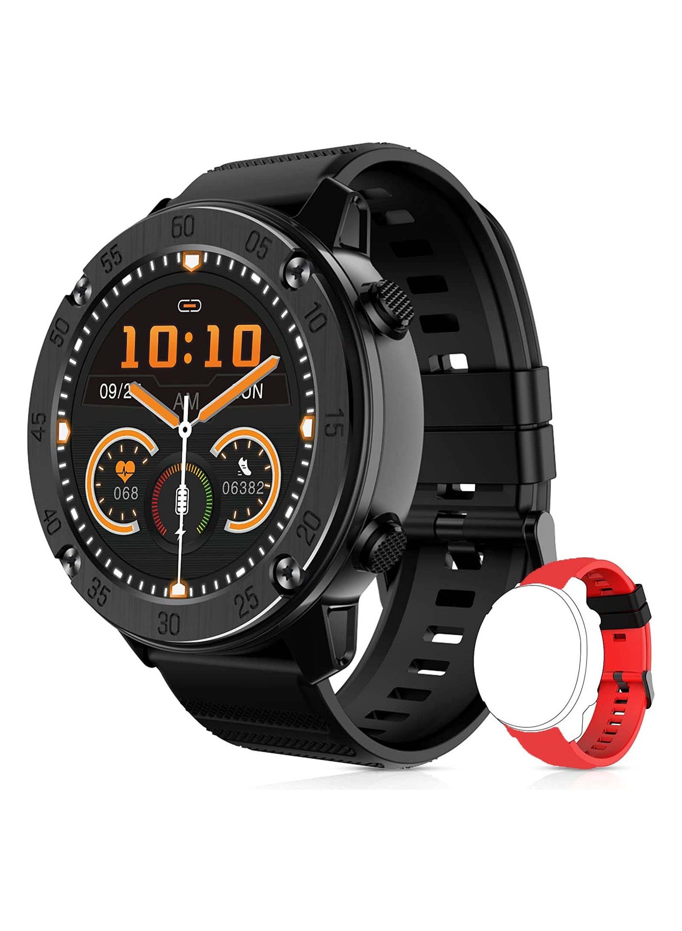 Compare X5 1.3” inch Smart Watch for Men Women,9 Professional Sports Modes Fitness Tracker Heart Rate Monitor Watch,IP68 Waterproof Sport Two Strap Black – Red at KSA Price