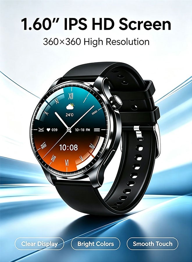 Compare Smart Watch for Men, 1.60 Inch IPS HD Round Screen Fitness Watch, Sports Activity Tracker with Sleep Monitor, Long Battery Life, Custom Watch Faces, for Android iOS Phones at KSA Price