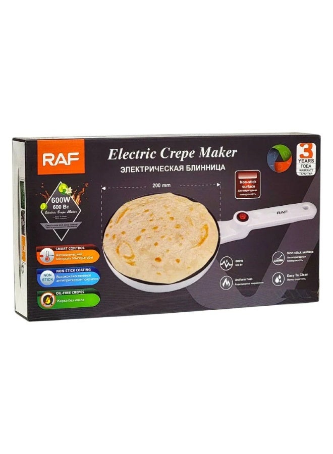 Compare RAF Electric Crepe Pan with NonStick Surface, 600W Fast Heating, 20cm Round Plate, Easy Flip Design, Perfect for Crepes, Tortillas, Pancakes and Daily Use at KSA Price