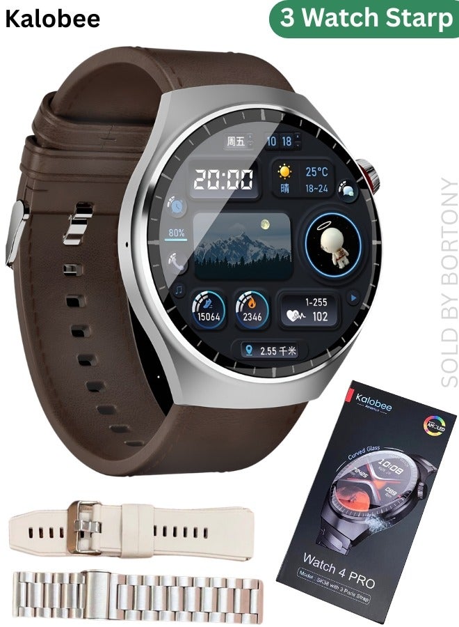 Compare SK38 Smart Watch 4 Pro, 3 Watch Straps Smart Watch Wireless Charging with 1.53 Inch AMOLED Display, Health Tracker, Bluetooth Call Fashion Smart Watch for Men at KSA Price