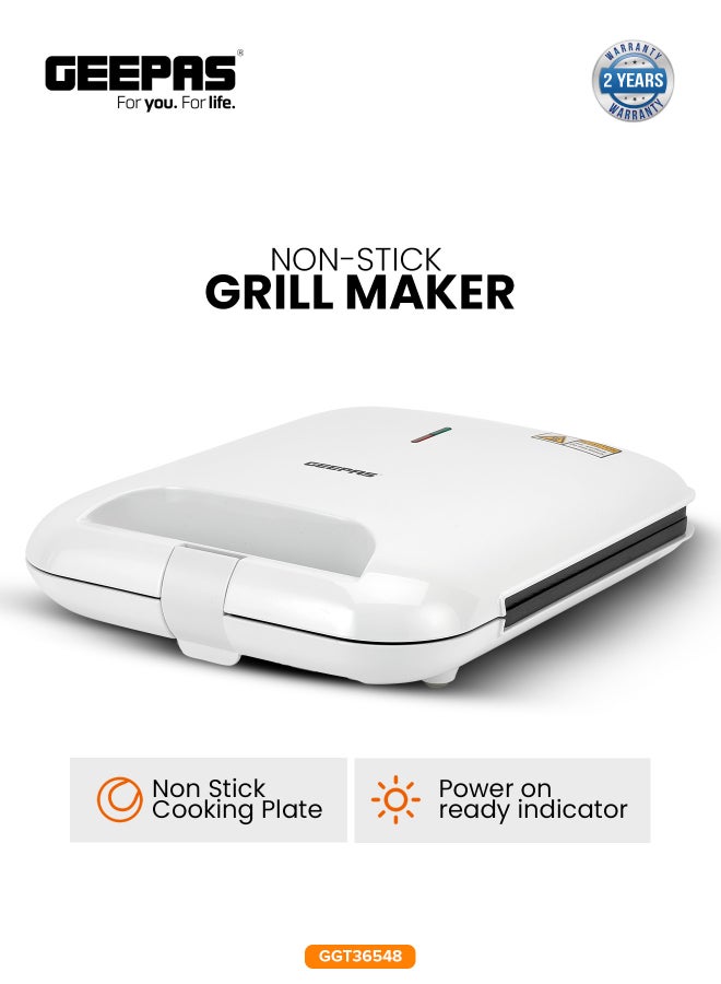 Compare Grill Maker With Non Stick Cooking Plates with Overheat Protection, Cool Touch Housing and Handle, Power ON and Ready Indicators, Perfect for Grilling Vegetables, Chicken, Meat, etc| 1400 W GGT36548 White at KSA Price