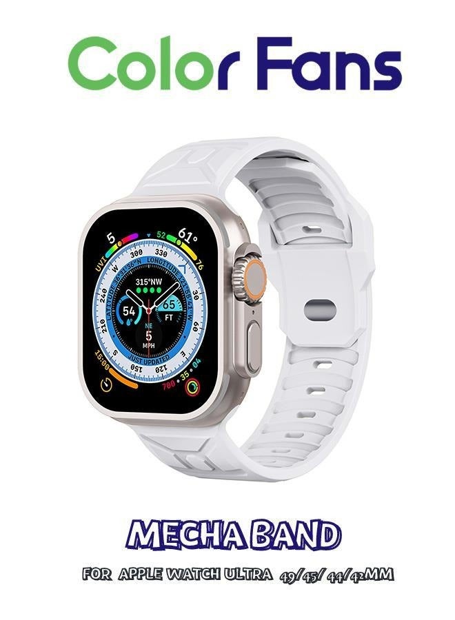 Compare Soft Silicone Sport Band for Apple Watch Ultra 49mm, 45mm, 44mm, 42mm  White  Replacement Strap for iWatch Series 8, 7, SE, 6, 5, 4, 3, 2, 1  For Men and Women at KSA Price