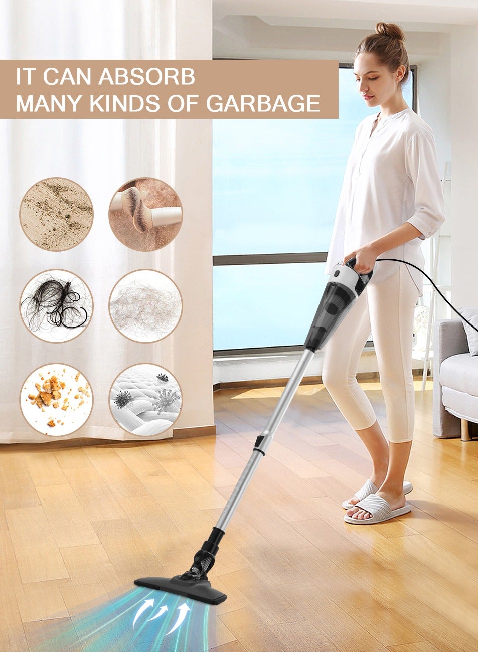 Compare Luttec 4.5M Corded Stick Vacuum Cleaner, 300W 11KPA Power Stick Vacuum Cleaner, 2 in 1 Ultra Light Corded Vacuum Cleaner Converts to a Hand Vacuum, Great for Pet Hair & Hard Floor at KSA Price