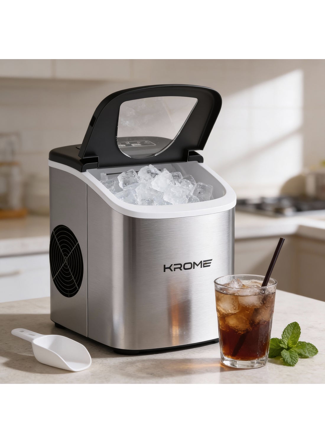 KROME Ice Maker Machine, 12kg/24h Capacity, 9…