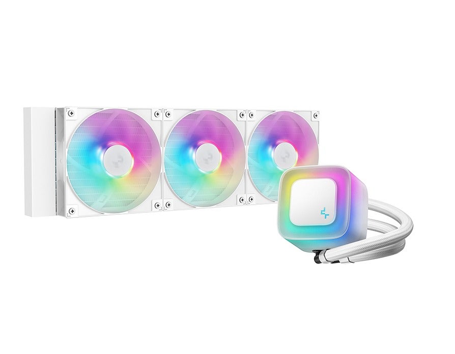 Compare LE360 WH V2 360mm ARGB AIO Liquid CPU Cooler – Triple 120mm PWM Fans, 3400RPM Pump, AntiLeak Technology, Aluminum Radiator, Intel & AMD Compatible, White | LE360WHAMMNG2 at KSA Price