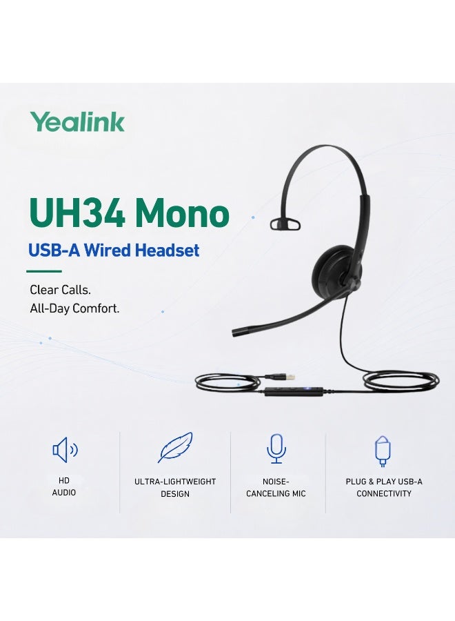 Compare Yealink UH34 Mono Teams USB Headset  SingleEar, NoiseCanceling Mic, Lightweight Design, Microsoft Teams Certified, for Office Calls at KSA Price