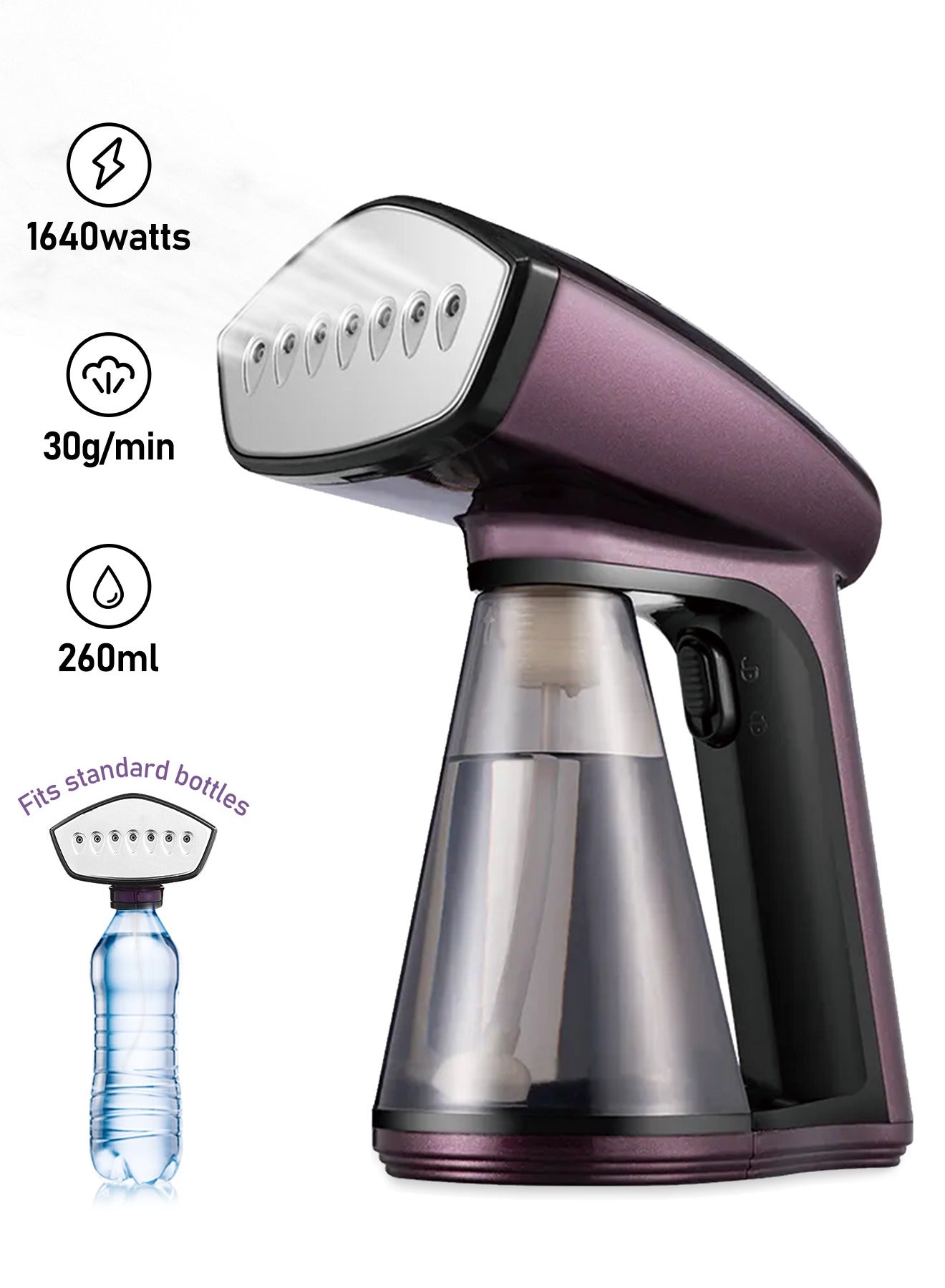 Compare 1640W Handheld Clothes Steamer 260ml Portable Steam Iron with Strong Penetrating 30gMin  Water Bottle can be Connected25mm at KSA Price