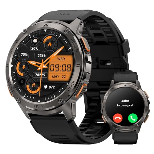 Compare AMAZTIM Smart Watches for Men Rugged Military Bluetooth Call AnswerDial Calls 143 Ultra HD AMOLED Display 60 Days ExtraLong Battery Full Metal Body Smartwatch Compatible iPhone and Android at KSA Price