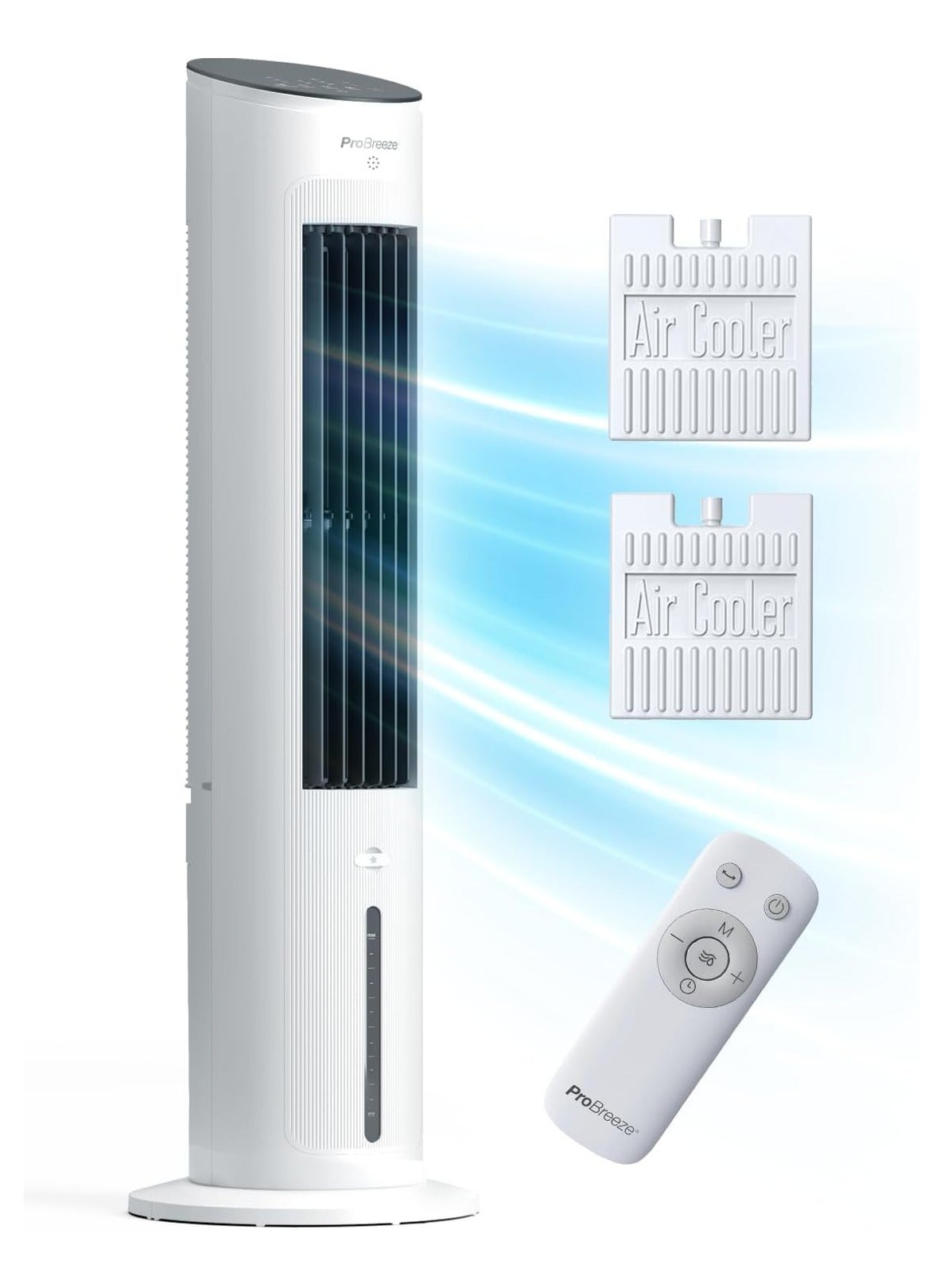 Compare 5L Evaporative Air Cooler and Portable Tower Fan, 3 Fan Speeds, Remote Control, Automatic Oscillation, 7,hour Digital Timer Sleep, Natural Humidification Mode for Home Office at KSA Price