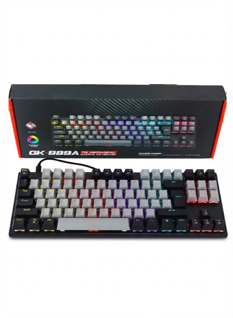 Compare Wired Gaming GK989A Mechanical Keyboard with LED Backlighting, USB Gaming Keyboard for PC, Laptop & Computer at KSA Price