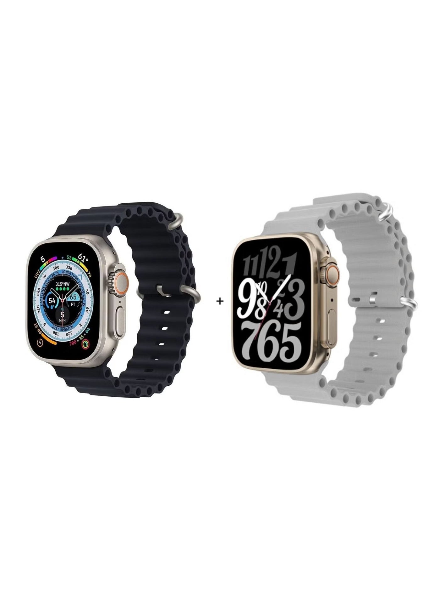 Compare Pack of 2 Black  Grey watch 8 Z66 ultra smart watch unisex series 49mm 2 Inch at KSA Price