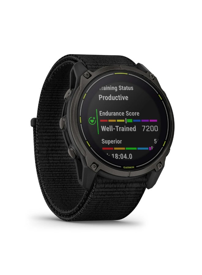 Compare Enduro 3  51MM  Up To 36 Days Battery Life  1.4 inch Sunlight Visible Display, Scratch Resistant, Power Sapphire ™, Heart Rate Monitor, All Day Stress Monitor, Advanced Gps Features, Super Bright LED Flashlight, iOS And Android Compatible Carbon  at KSA Price