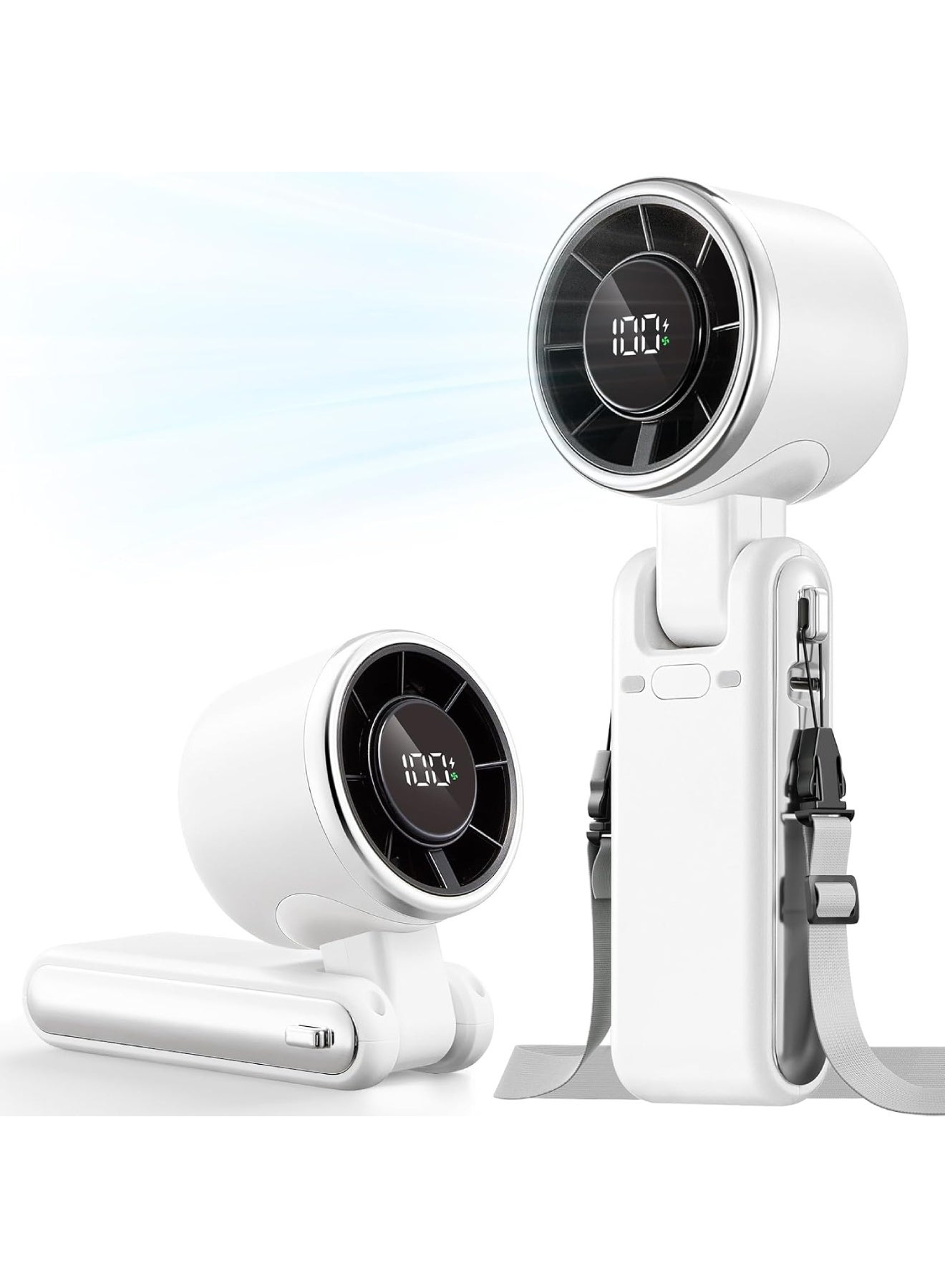 Compare Personal Portable Handheld Fan: 5000mAh Battery Powered Rechargeable 20H Runtime  5 Speeds Turbo Cooling Technology Hand Held Fans for Outdoor Travel Camping Hiking White at KSA Price