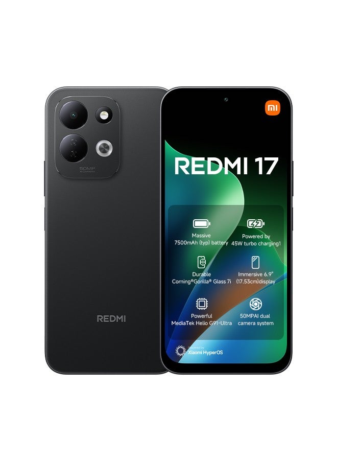 Compare Redmi 17 Dual SIM – 4GB RAM, 128GB Storage, 4G, Black  Global Version at KSA Price