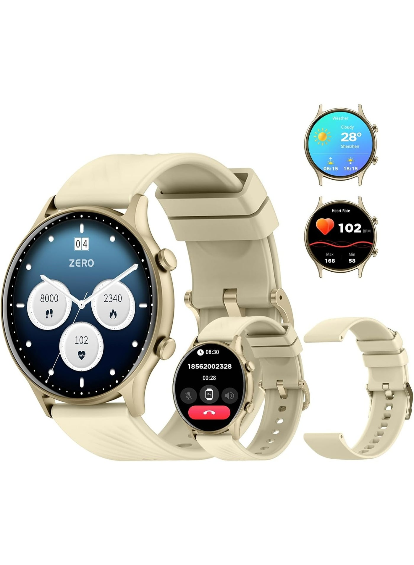 Compare PEJE ZW04 Smart Watch,1.39 HD Display,Muslim Prayer Alerts, SpO2Heart RateSleep Monitor,120+ Sports Modes, IP68 Waterproof,Bluetooth Calling + Extra Strap  Compatible with iOS & Android Gold at KSA Price