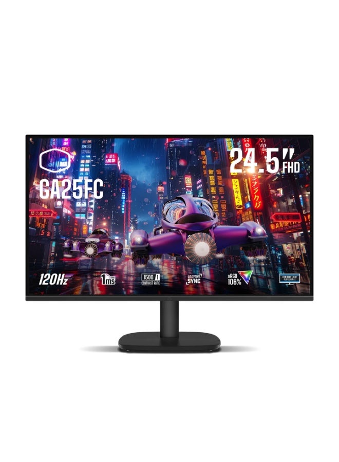 Compare Cooler Master GA25FC 24.5 Full HD IPS Gaming Monitor, 120Hz Refresh Rate, 1ms MPRT  4ms GtG, Adaptive Sync, 105% sRGB, 250 Nits, 1500:1 Contrast, HDMI 1.4 + VGA, VESA 100x100, Tilt Adjustable | CMIGA25FCUK Black at KSA Price