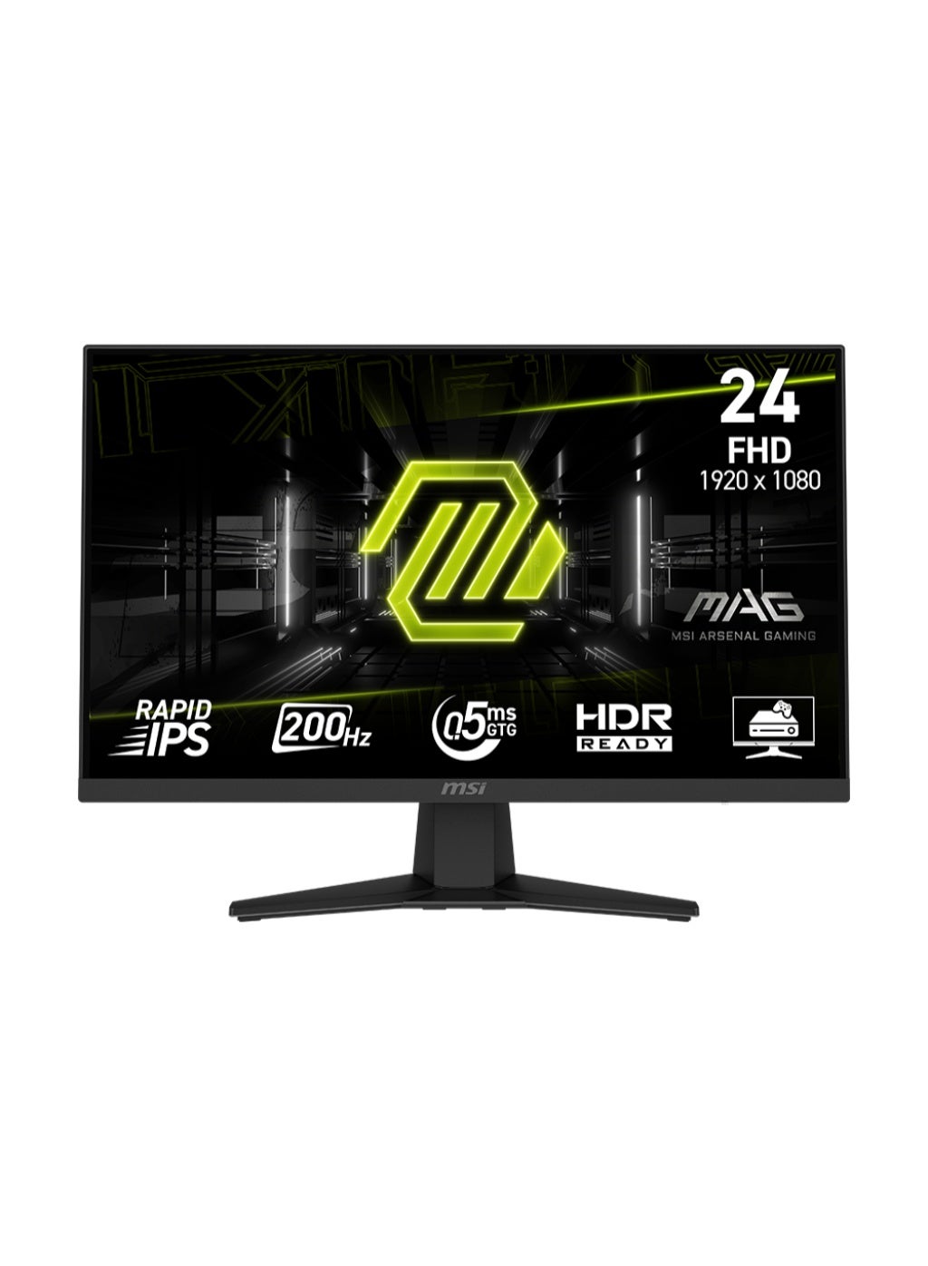 Compare MAG 244F 24inch 1920 x 1080 FHD Gaming Monitor, 200Hz, AdaptiveSynch, HDMI, DisplayPort, VESA Mountable, Tilt, Height Adjustable, Speaker, 0.5ms, Black at KSA Price