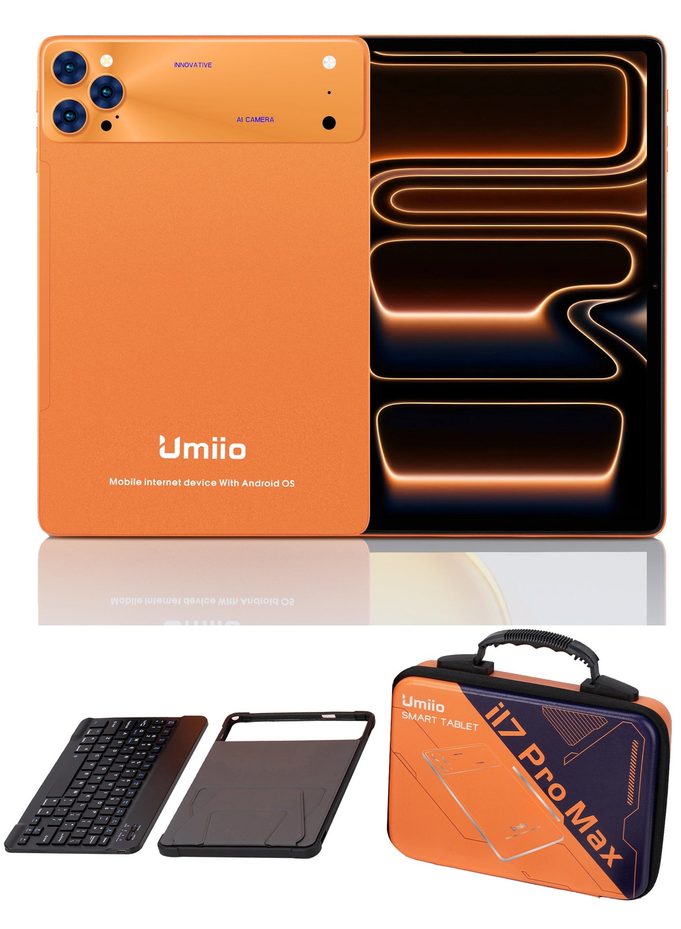 Compare Smart Tablet i17 Pro Max 10.1Inch HD Display with Keyboard & Mouse, and Carry Bag,16GB RAM, 1TB ROM, Dual Nano SIM 5G Network, Android 15, WiFi, GPS, Stylus Included – Orange at KSA Price