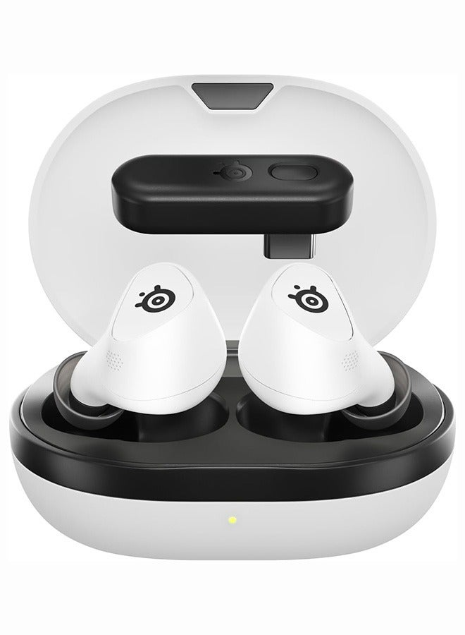 Compare SteelSeries Arctis Gamebuds for PlayStation, Neodymium Magnetic Drivers, 4 mic Hybrid Active Noise Cancellation, Bluetooth 5.3 & Quick Switch 2.4GHz Connectivity, Up to 40 Hours, for PS5, PS4, PC, Switch, White | 61682 at KSA Price