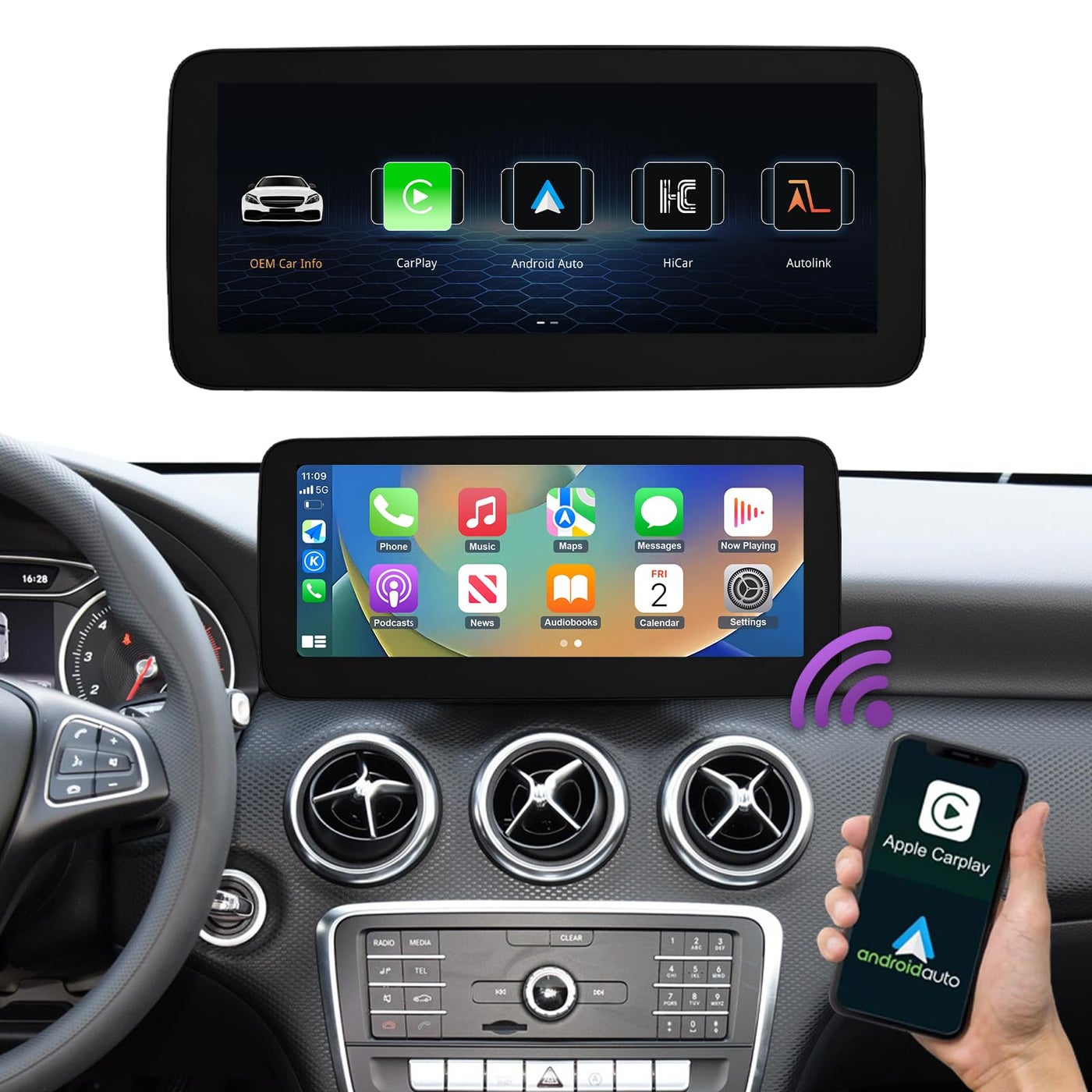 NINETOM 1025 inch Touchscreen Wireless CarPlay Android…