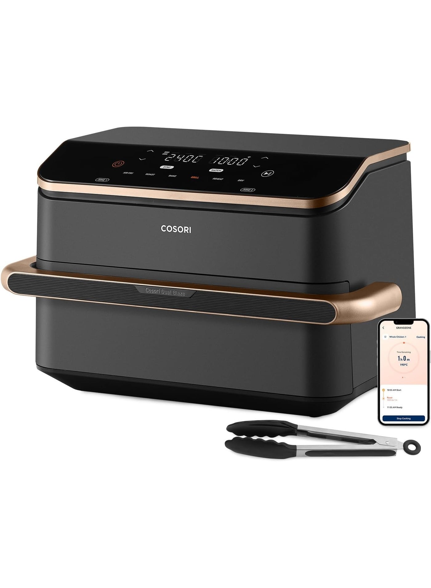 Compare Cosori FlexDrawer Smart Air Fryer 10L, with App Control,CAFTF101SAAE PFASFree Ceramic Coating, Dual Blaze Even Cooking, Single & Dual Zone Cooking with Removable Divider, Dishwasher Safe, at KSA Price