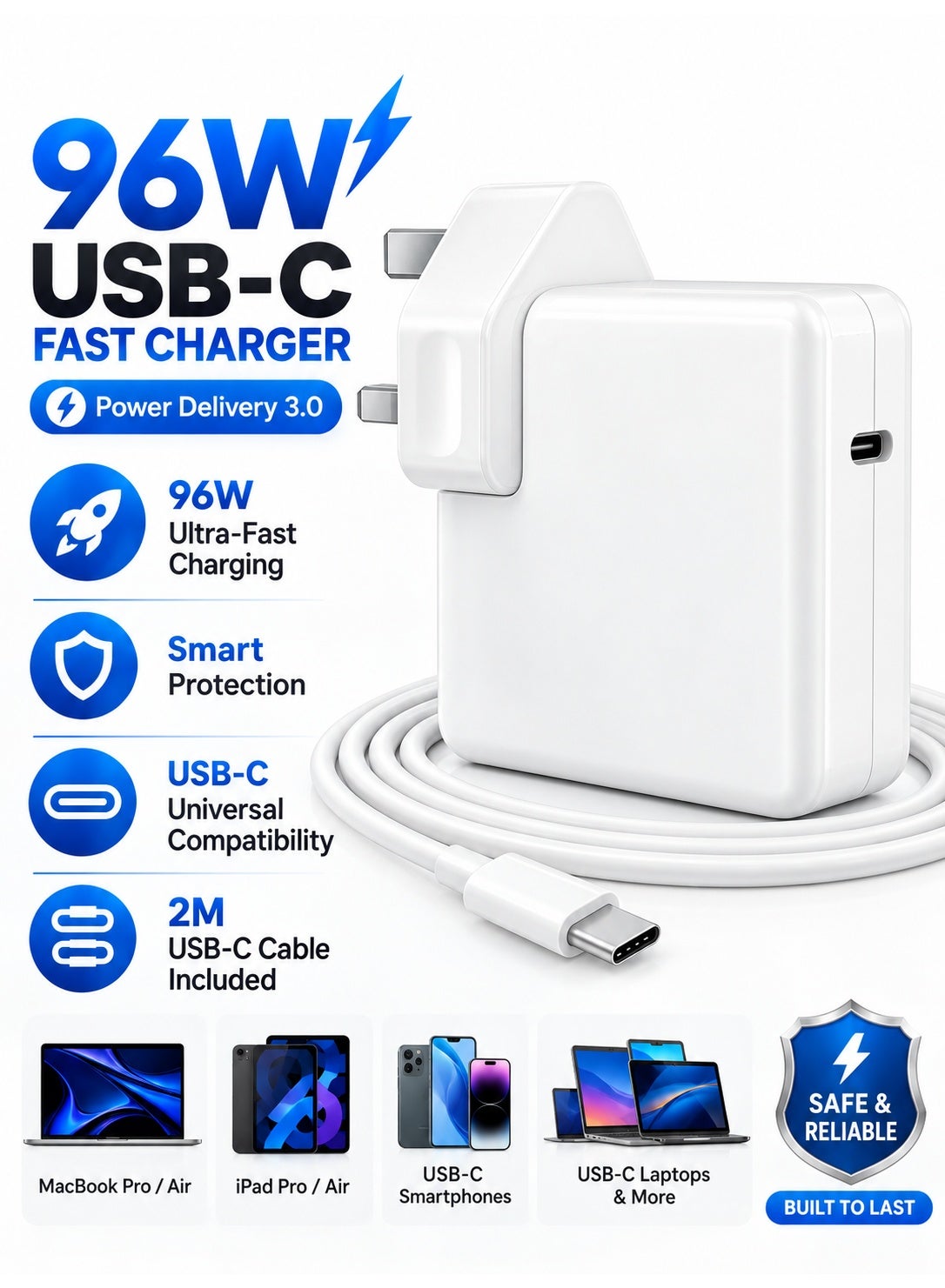 Eworld 96W USB-C MacBook Charger, PD 3.0…