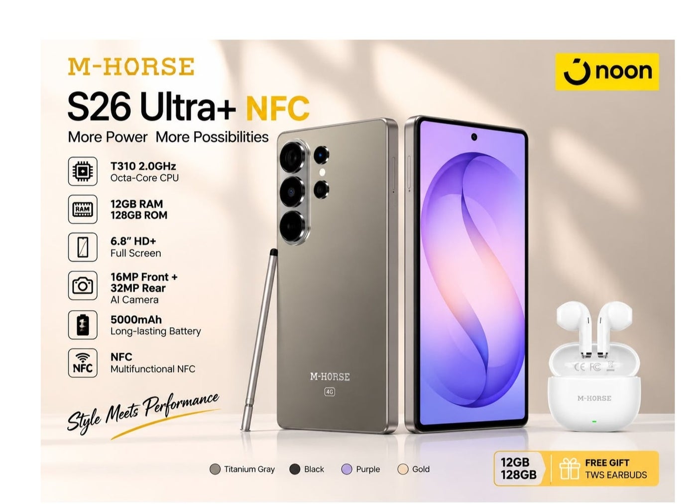 M-HORSE S26 Ultra Smartphone 12GB RAM 128GB…