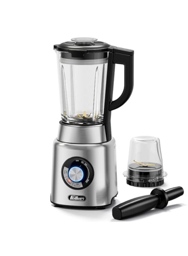 Compare Feller Germany 1200W Blender + Grinder Mill, 1.7L Glass Jar, 2x Safety Lock, Ice CrushSmoothiePulse, Tamper, Variable Speed, 6Finned Blade, BLG1200, Stainless Steel at KSA Price