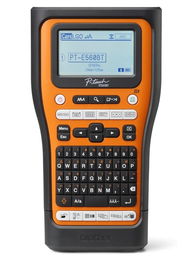 Compare Brother PTE560BTVP Industrial Label Maker with Bluetooth, LiIon Battery and Carry Case for 24mm wide TZE tapes, 18mm wide HSE heat transfer tubing brown at KSA Price