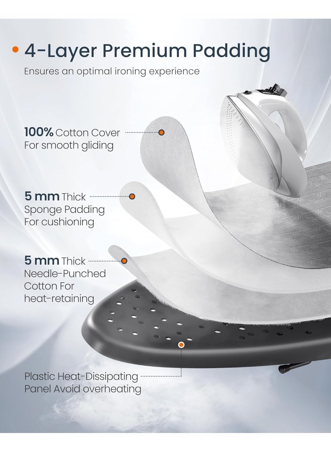 Ironing Board, Foldable Iron Board, Height Adjustable…