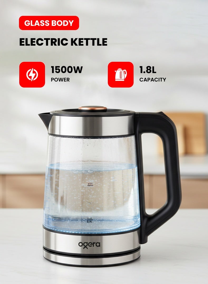 Glass Body Electric Kettle 1.8L 1500W | Fast Boil…