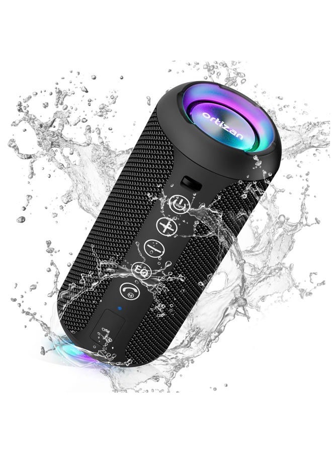 Compare Portable Bluetooth Speakers, IPX7 Waterproof Wireless Speaker with 24W Loud Stereo Sound, Outdoor Speaker with Bluetooth 5.3, Deep Bass, RGB Lights, Dual Pairing, 30H Playtime for Home, Party at KSA Price