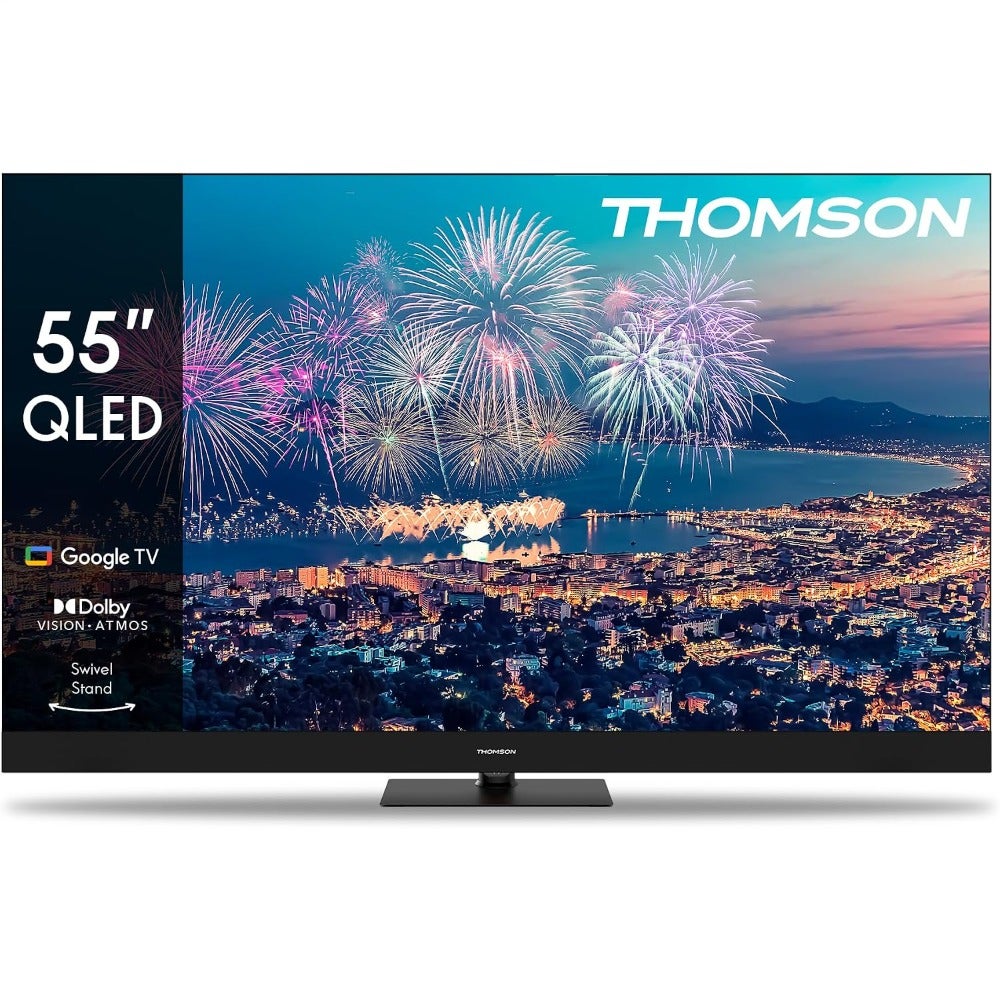 Compare 55 QLED+ Google TV 2024 Model Dolby Vision Atmos Voice Control with Google Assistant Builtin YouTube Netflix Frameless Design Central Stand Sleek Home Entertainment TV 3Year Warranty at KSA Price