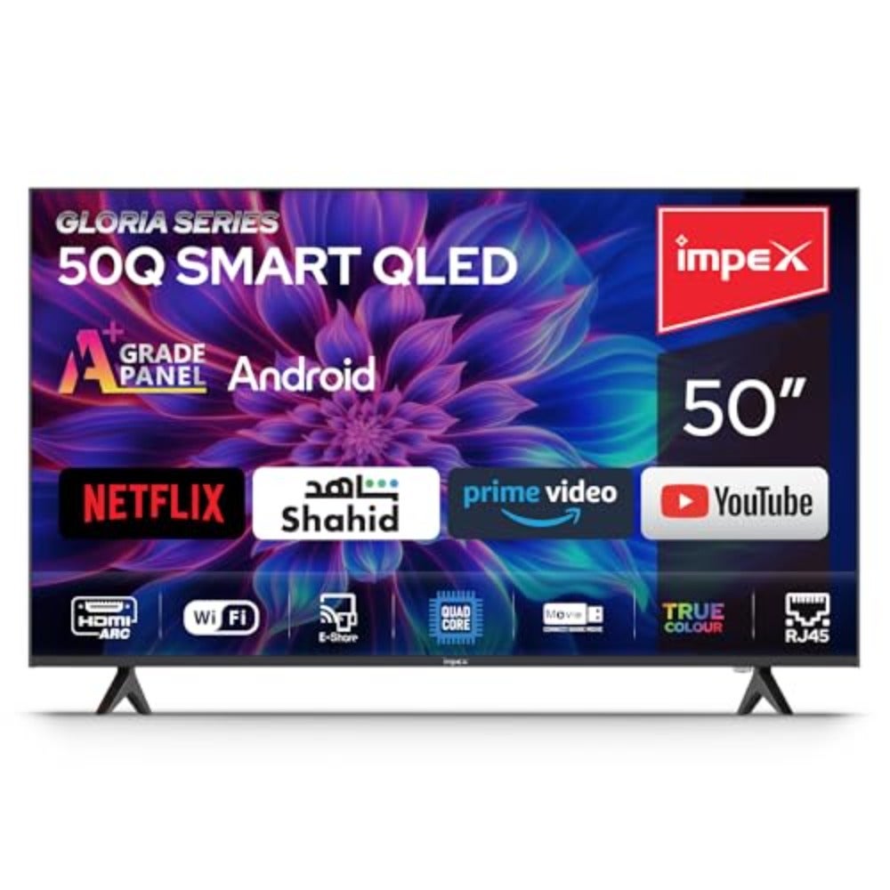 Compare 50 Full HD Smart Android QLED TV, 8GB ROM 1GB RAM, QuadCore, Frameless, TV Casting, 2 HDMI, 2 USB, RJ45, 176 Viewing Angle, Smart Energy Saving, 2 Years Warranty, Gloria50Q at KSA Price