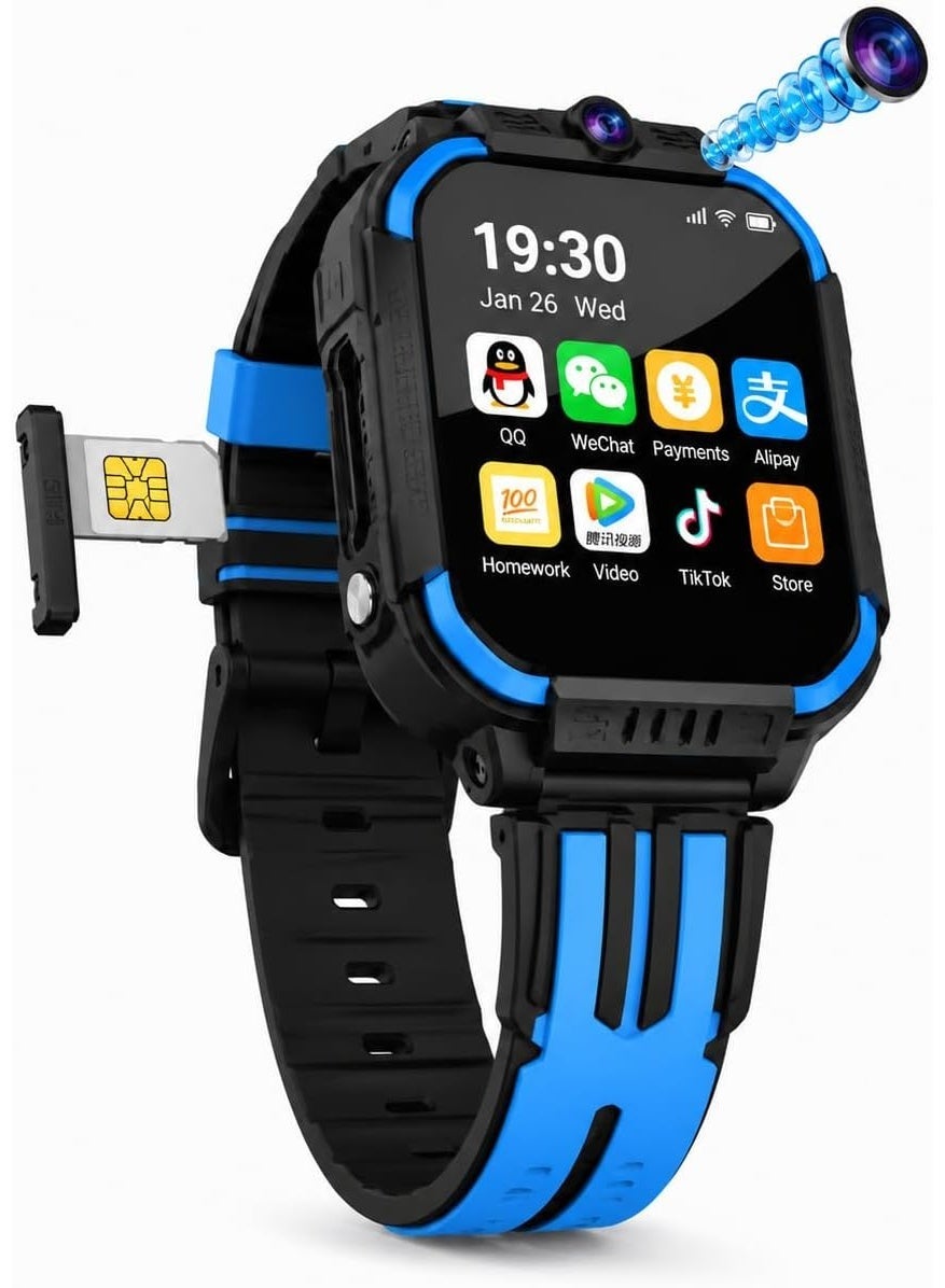 Compare Kids Smart Watch for Boys 412, 1.8inch Touchscreen, GPS, HD Camera, SOS Alerts, IP68 Waterproof, Blue at KSA Price