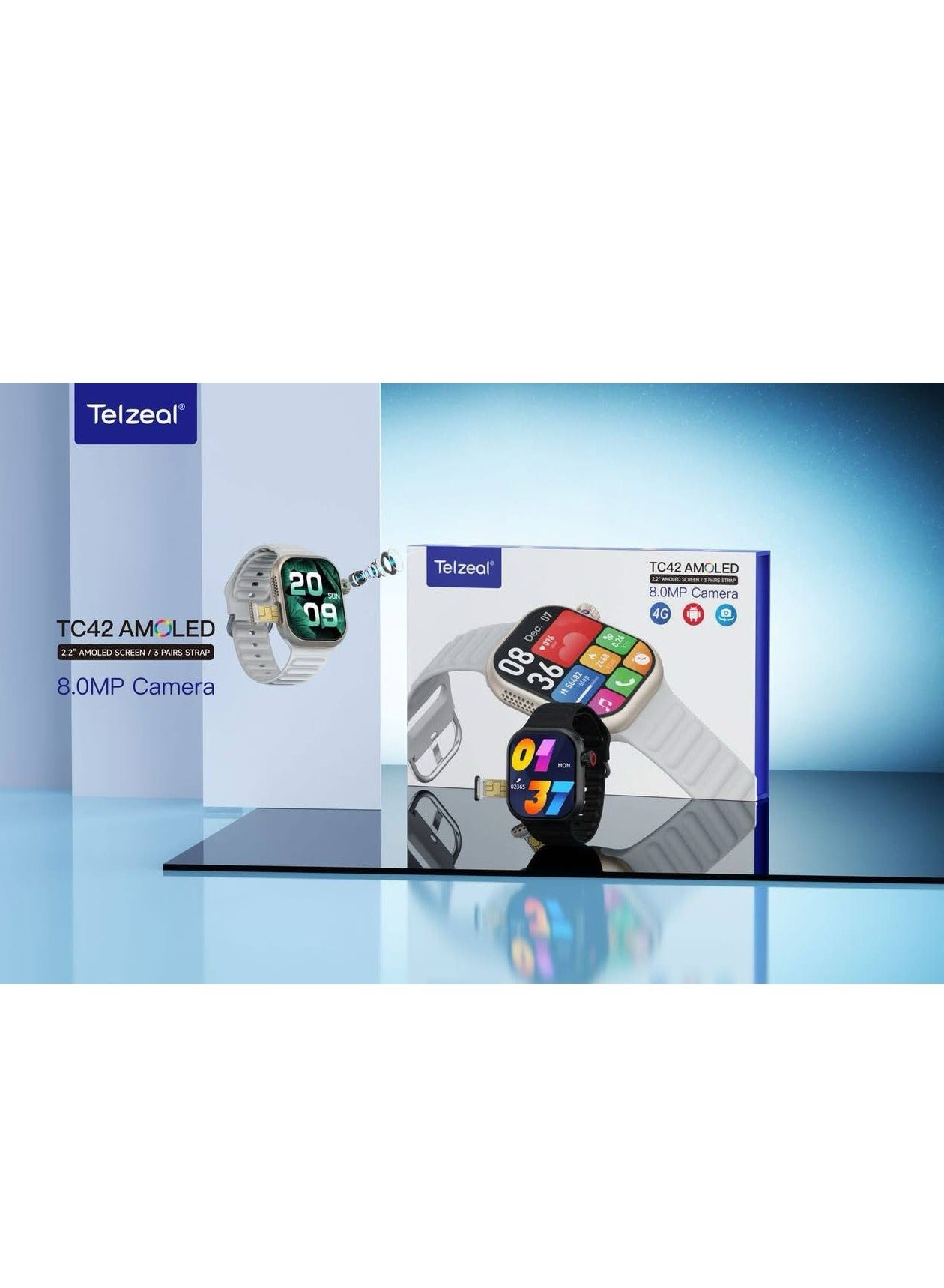 Compare Telzeal TC42 2.2 AMOLED Smart Watch with 8MP Camera & SIM Card at KSA Price