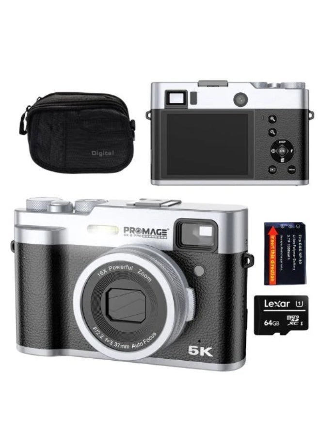 PROMAGE Digital Camera PC225 Black - 5K Ultra…